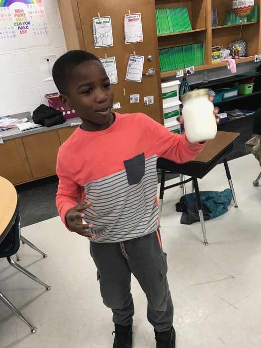 Student with his jar of butter