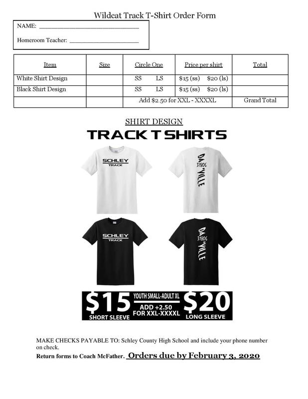 Track Shirt Order Form | Middle / High School